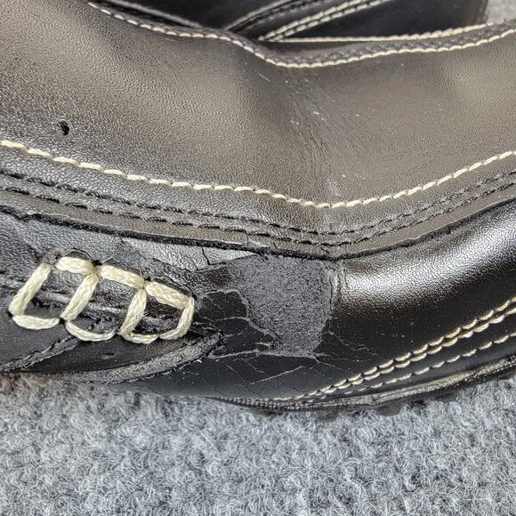 Skechers Urbantrack Cowen Casual Shoes Mens 8 Black Slip On Comfort Leather Flaw - Picture 10 of 11